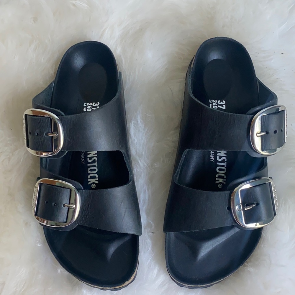 Birkenstock Arizona big buckle black sandals 37